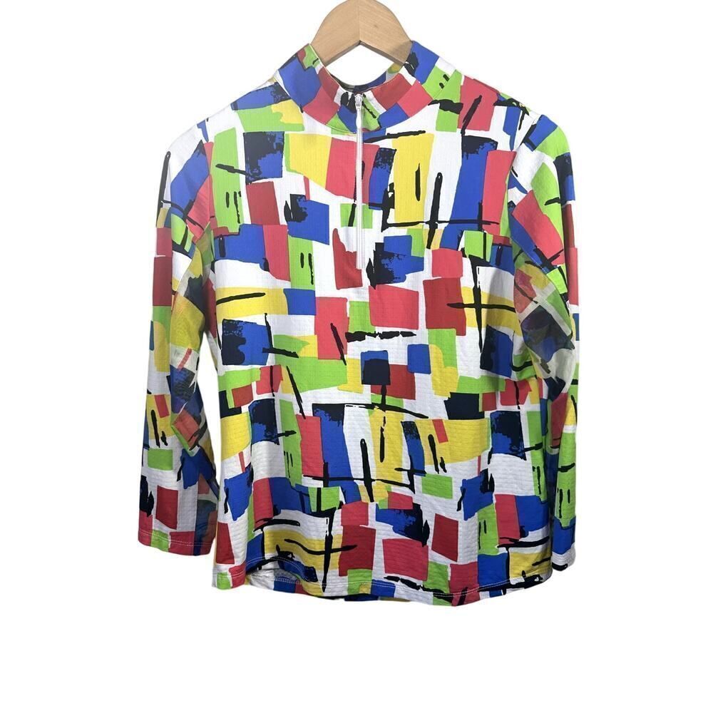 IBKUL Women's Mondrian UPF 50+ Golf/Athletic Shirt Multi-Color Size Medium